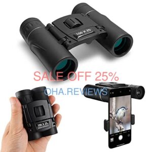 KopXat 100x25 High Power Compact Binoculars with Clear Low Light Vision