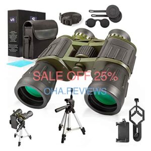 STELLARH 12X50 Full Size Binoculars for Adults with Photography Video Kit [Upgraded] Pro Tripod & Carrying Bag & Strap