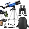 MaxUSee 40070W1050 - Travel Telescope with Backpack - 70mm Refractor Telescope & 10X50 HD Binoculars Bak4 Prism FMC Lens for Moon Viewing Bird Watching Sightseeing